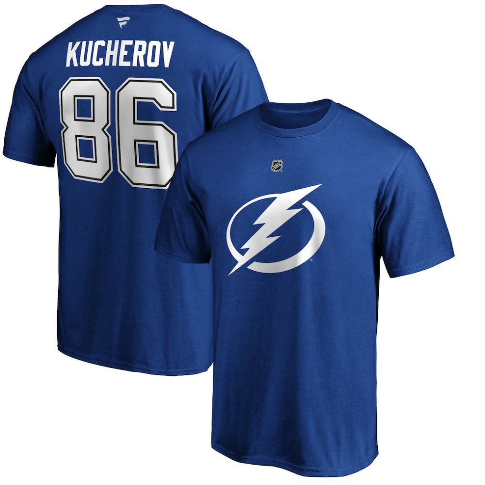 NHL Blue Nikita Kucherov Tampa Bay Lightning Fanatics Authentic Stack Player Name & Number T-Shirt