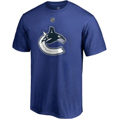 NHL Blue Elias Pettersson Vancouver Canucks Fanatics Authentic Stack Player Name & Number T-Shirt