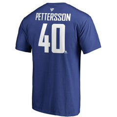 NHL Blue Elias Pettersson Vancouver Canucks Fanatics Authentic Stack Player Name & Number T-Shirt