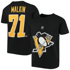 NHL Black Evgeni Malkin Pittsburgh Penguins Youth Player Name & Number T-Shirt