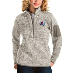 NHL Oatmeal Colorado Avalanche Antigua Women's Fortune Half-Zip Sweatshirt