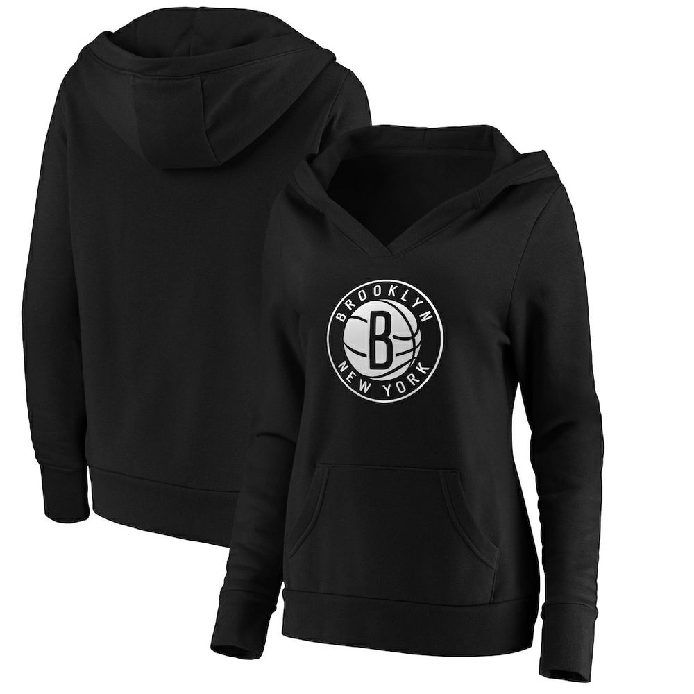 NBA Brooklyn Nets Women's Primary Logo V-Neck Pullover Hoodie