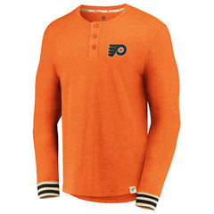 NHL Heathered Orange Philadelphia Flyers Fanatics True Classics Henley Long Sleeve T-Shirt