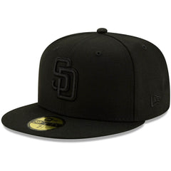 MLB San Diego Padres New Era Black on Black 59FIFTY Fitted Hat