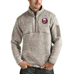 NHL Oatmeal New York Islanders Antigua Fortune Half-Zip Pullover Jacket