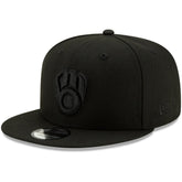 MLB Milwaukee Brewers New Era Black on Black 9FIFTY Snapback Adjustable Hat