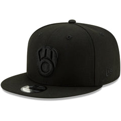 MLB Milwaukee Brewers New Era Black on Black 9FIFTY Snapback Adjustable Hat