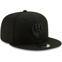 MLB Milwaukee Brewers New Era Black on Black 9FIFTY Snapback Adjustable Hat