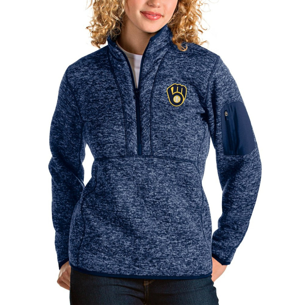 MLB Milwaukee Brewers Antigua Women's Fortune Half-Zip Pullover Jacket