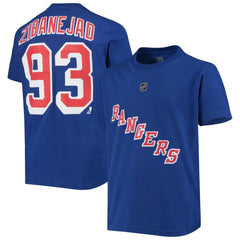 NHL Blue Mika Zibanejad New York Rangers Youth Player Name & Number T-Shirt
