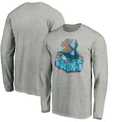 NHL Heather Gray San Jose Sharks Graffiti Shark Long Sleeve T-Shirt