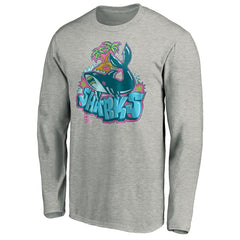 NHL Heather Gray San Jose Sharks Graffiti Shark Long Sleeve T-Shirt