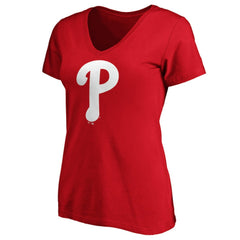 MLB Philadelphia Phillies Fanatics Women's Core Official Logo V-Neck T-Shirt