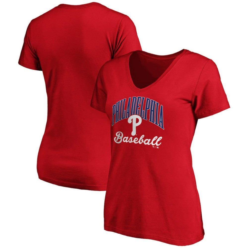 MLB Philadelphia Phillies Fanatics Women's Victory Script V-Neck T-Shirt