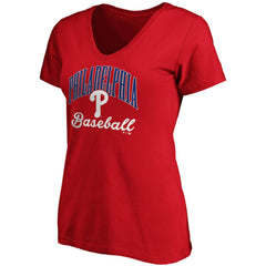 MLB Philadelphia Phillies Fanatics Women's Victory Script V-Neck T-Shirt