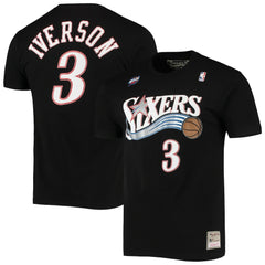 NBA Allen Iverson Philadelphia 76ers Hardwood Classics Stitch Name & Number T-Shirt sale