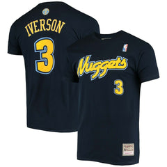NBA Allen Iverson Denver Nuggets Hardwood Classics Stitch Name & Number T-Shirt sale