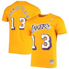 NBA Wilt Chamberlain Los Angeles Lakers Hardwood Classics Stitch Name & Number T-Shirt