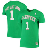 NBA Oscar Robertson Milwaukee Bucks Hardwood Classics Stitch Name & Number T-Shirt