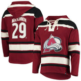 NHL Burgundy Nathan MacKinnon Colorado Avalanche '47 Player Name & Number Lacer Pullover Hoodie
