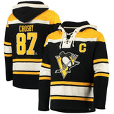 NHL Black Sidney Crosby Pittsburgh Penguins '47 Player Name & Number Lacer Pullover Hoodie