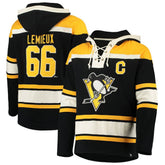 NHL Black Mario Lemieux Pittsburgh Penguins '47 Retired Player Name & Number Lacer Pullover Hoodie