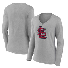 MLB St. Louis Cardinals Women's Core Official Logo Long Sleeve V-Neck T-Shirt