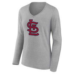 MLB St. Louis Cardinals Women's Core Official Logo Long Sleeve V-Neck T-Shirt
