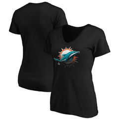 Women's Midnight Mascot Logo V-Neck T-Shirt - Miami Dolphins