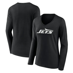 Women's Primary Team Logo Long Sleeve V-Neck T-Shirt - New York Jets