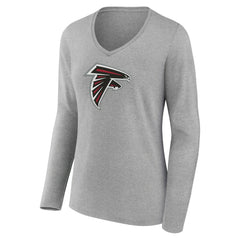Women's Primary Team Logo Long Sleeve V-Neck T-Shirt - Atlanta Falcons