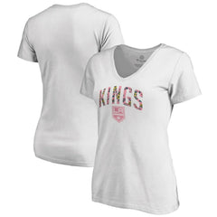 NHL White Los Angeles Kings Women's Floral Arched V-Neck T-Shirt