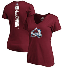 NHL Garnet Nathan MacKinnon Colorado Avalanche Women's Playmaker V-Neck T-Shirt