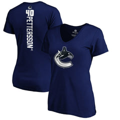 NHL Royal Elias Pettersson Vancouver Canucks Women's Playmaker V-Neck T-Shirt