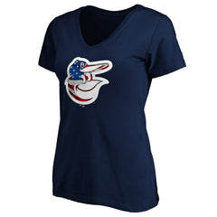 MLB Baltimore Orioles Logo Women's Banner Wave V-Neck T-Shirt