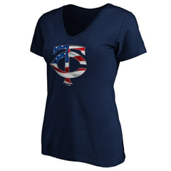 MLB Minnesota Twins Logo Women's Banner Wave V-Neck T-Shirt