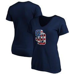 MLB San Diego Padres Logo Women's Banner Wave V-Neck T-Shirt