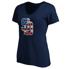 MLB San Diego Padres Logo Women's Banner Wave V-Neck T-Shirt