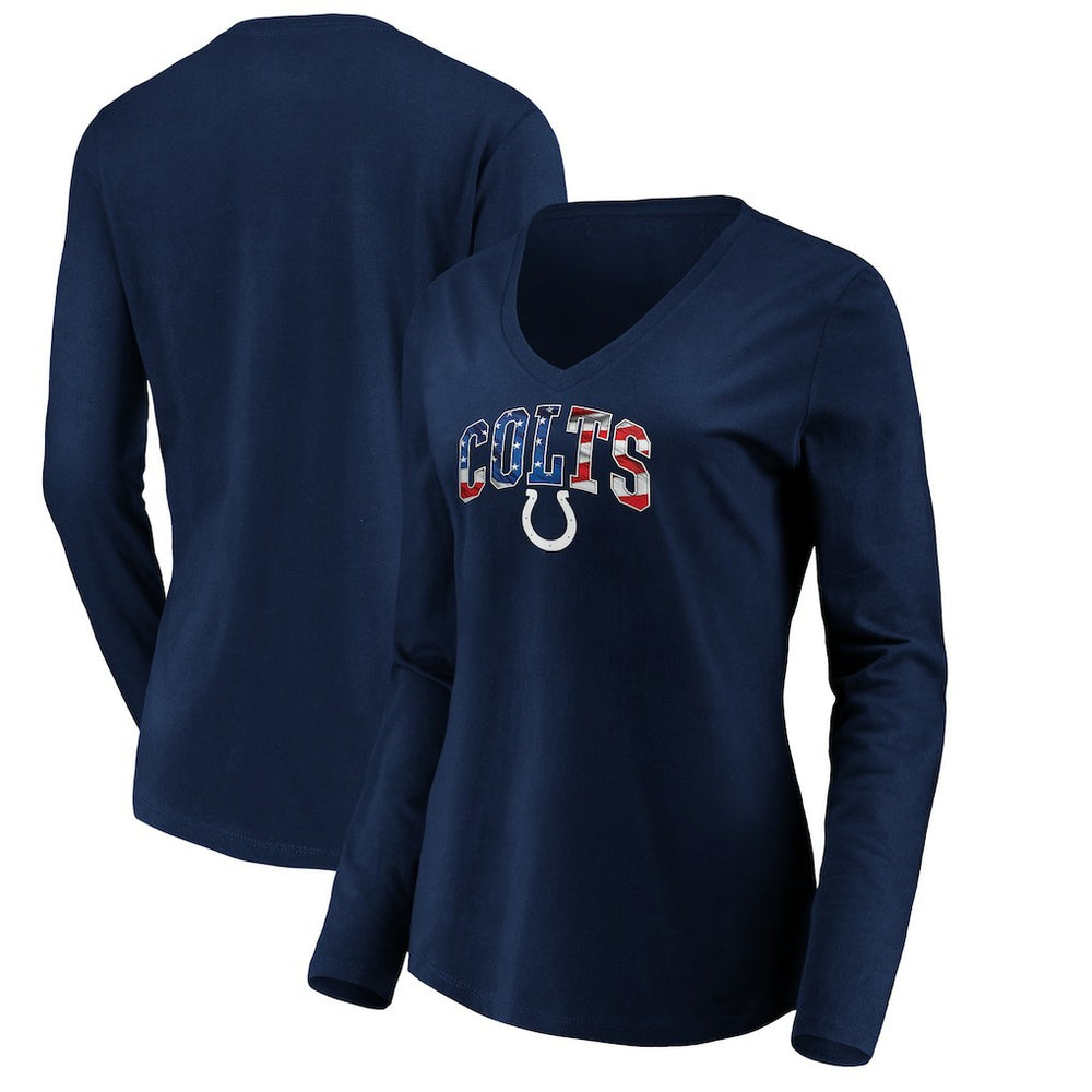 Women's Banner Wave V-Neck Long Sleeve T-Shirt - Indianapolis Colts