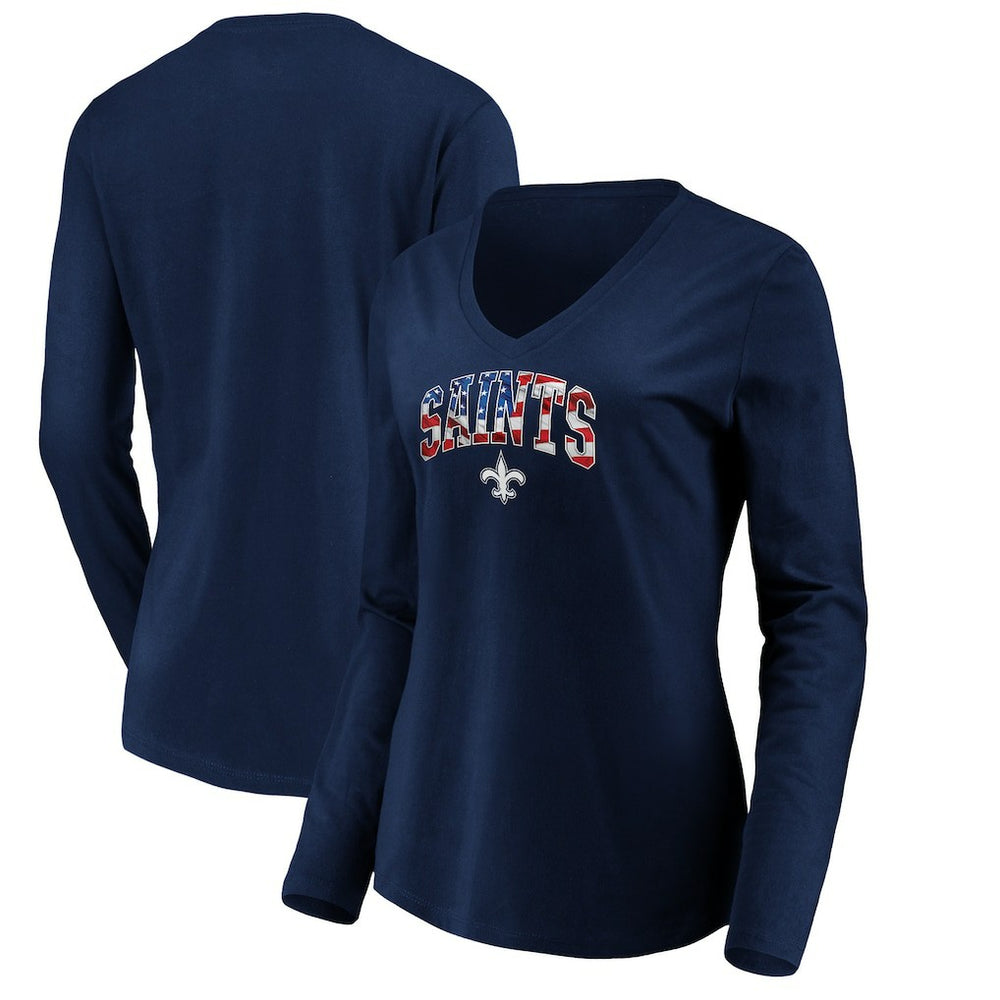 Women's Banner Wave V-Neck Long Sleeve T-Shirt - New Orleans Saints