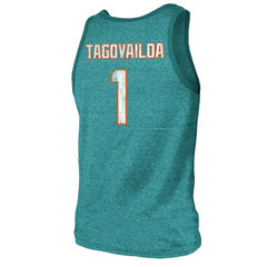 Tua Tagovailoa Majestic Threads Name & Number Tri-Blend Tank Top - Miami Dolphins