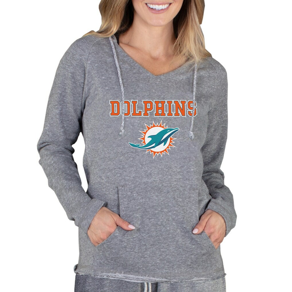 Concepts Sport Women's Mainstream Tri-Blend Raglan Hoodie V-Neck Top - Miami Dolphins