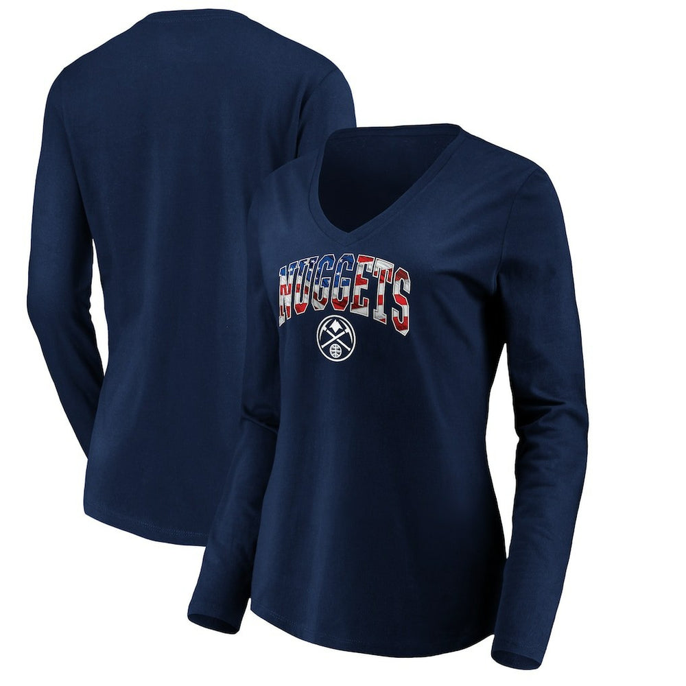 NBA Denver Nuggets Women's Banner Wave V-Neck Long Sleeve T-Shirt sale