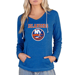 NHL Royal New York Islanders Concepts Sport Women's Mainstream Terry Tri-Blend Long Sleeve Hooded Top