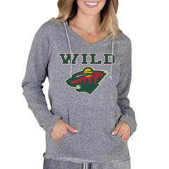 NHL Gray Minnesota Wild Concepts Sport Women's Mainstream Terry Tri-Blend Long Sleeve Hooded Top