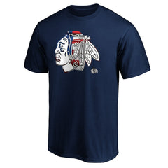 NHL Navy Chicago Blackhawks Banner Wave Logo T-Shirt