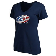 NHL Navy Carolina Hurricanes Women's Banner Wave Logo V-Neck T-Shirt T-Shirt