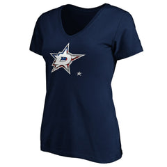 NHL Navy Dallas Stars Women's Banner Wave Logo V-Neck T-Shirt T-Shirt