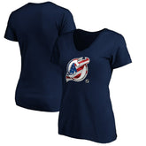 NHL Navy New Jersey Devils Women's Banner Wave Logo V-Neck T-Shirt T-Shirt