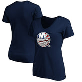 NHL Navy New York Islanders Women's Banner Wave Logo V-Neck T-Shirt T-Shirt